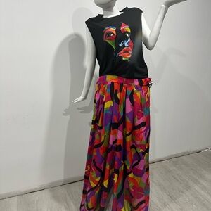 Vibrant Multicolor Abstract Pant set- Bold Printed Women's Skirt